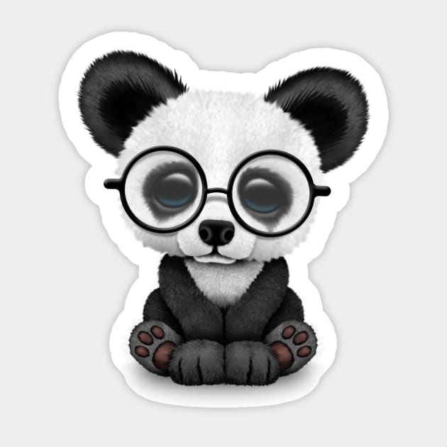 Cute Panda Bear Cub with Eye Glasses Sticker by jeffbartels